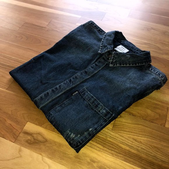 RVCA Denim Snap Button Faded Distressed Workwear Shirt XS - Picture 13 of 13